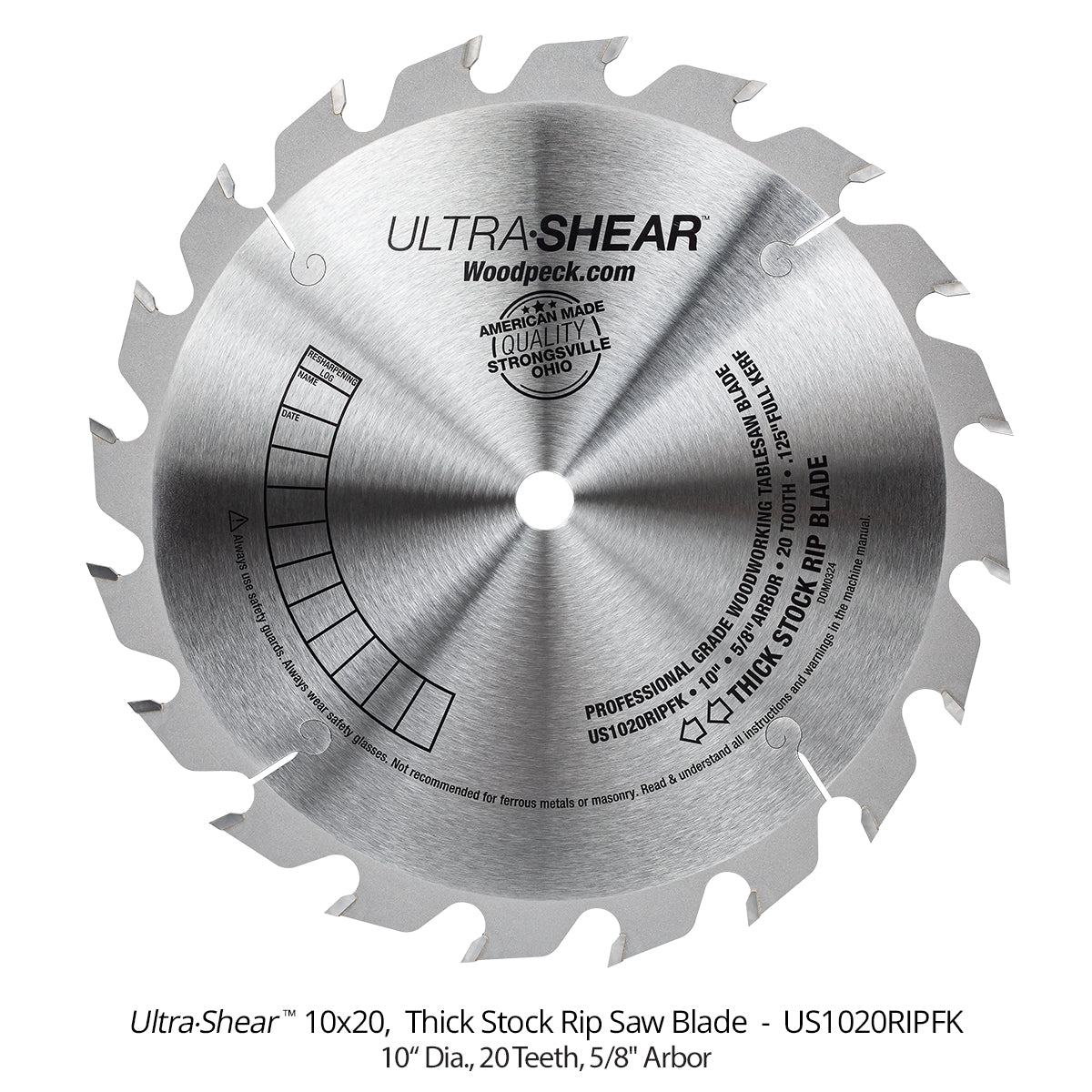 Ultra-Shear 10" 20-Tooth Thick Stock Rip Saw Blade