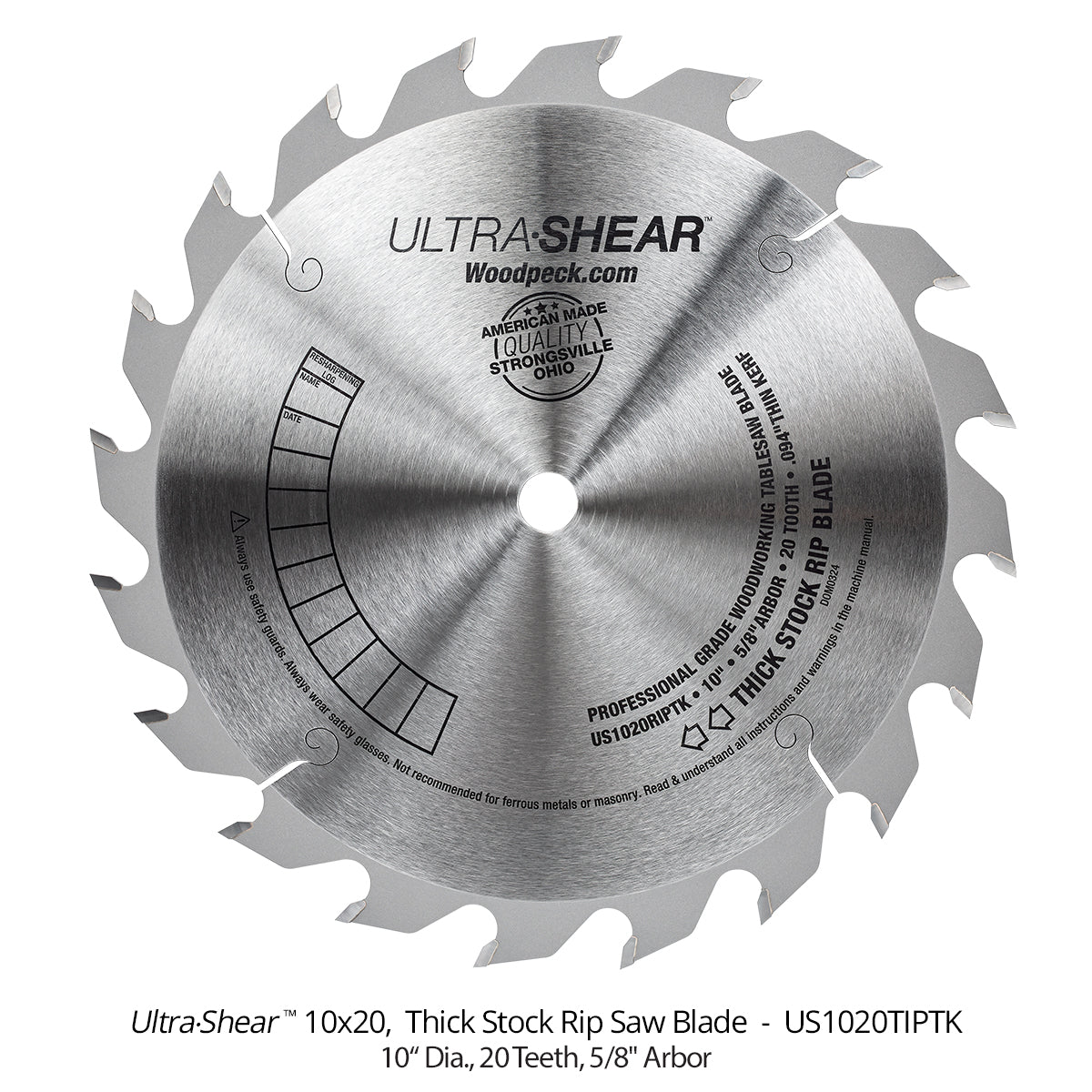 Ultra-Shear 10" 20-Tooth Thick Stock Rip Saw Blade