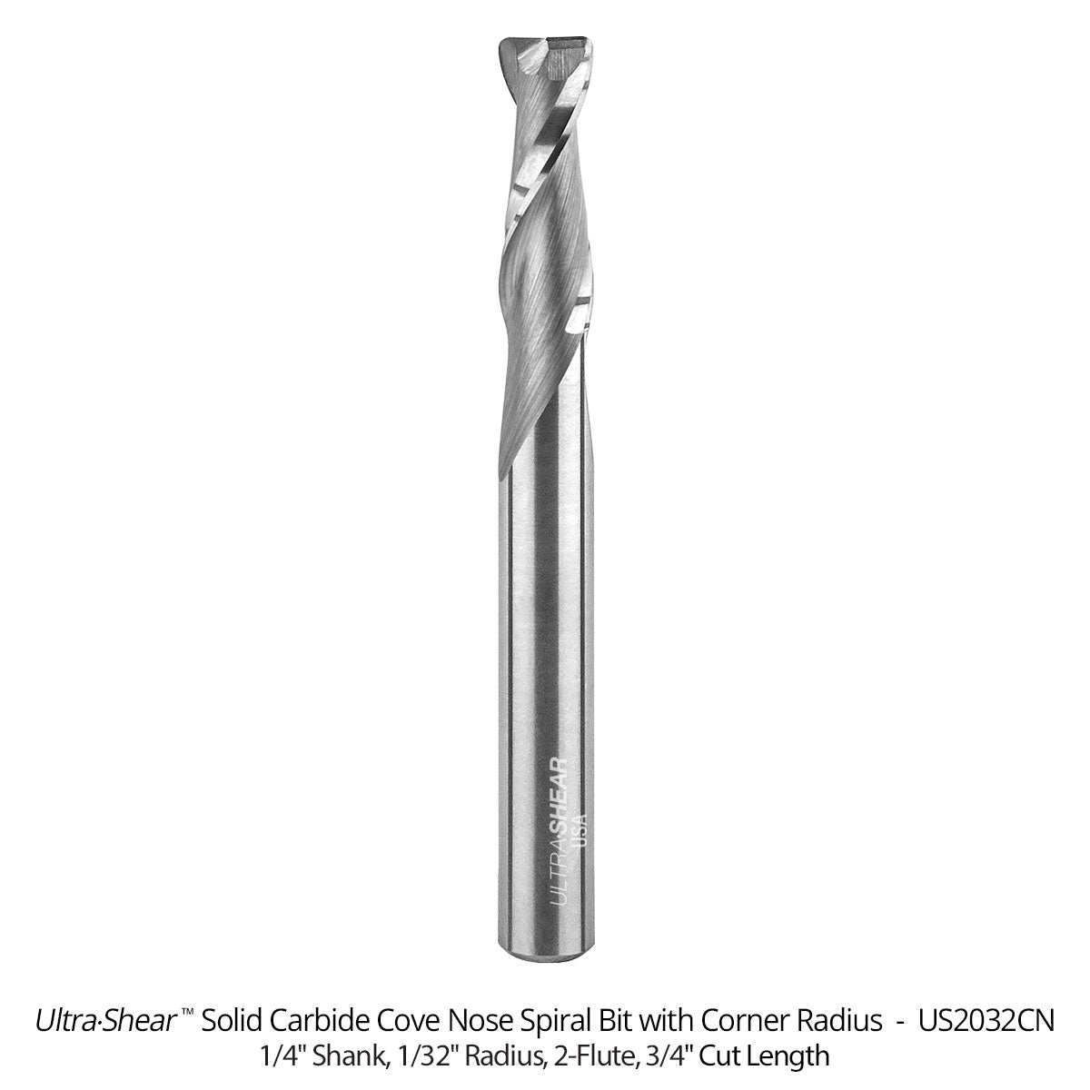 Cove Nose Spiral CNC Router Bits with Corner Radius