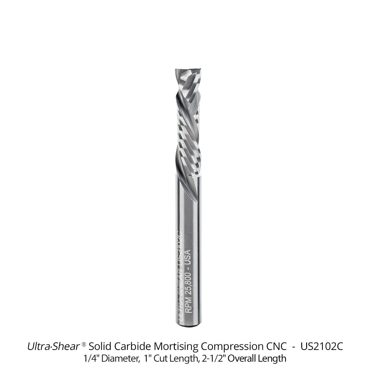 Mortising Compression CNC Router Bits - Short Up-Cut Design - Solid Carbide