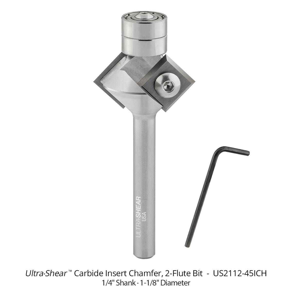 Chamfer Router Bits With Replaceable Carbide Inserts - Double Bearing
