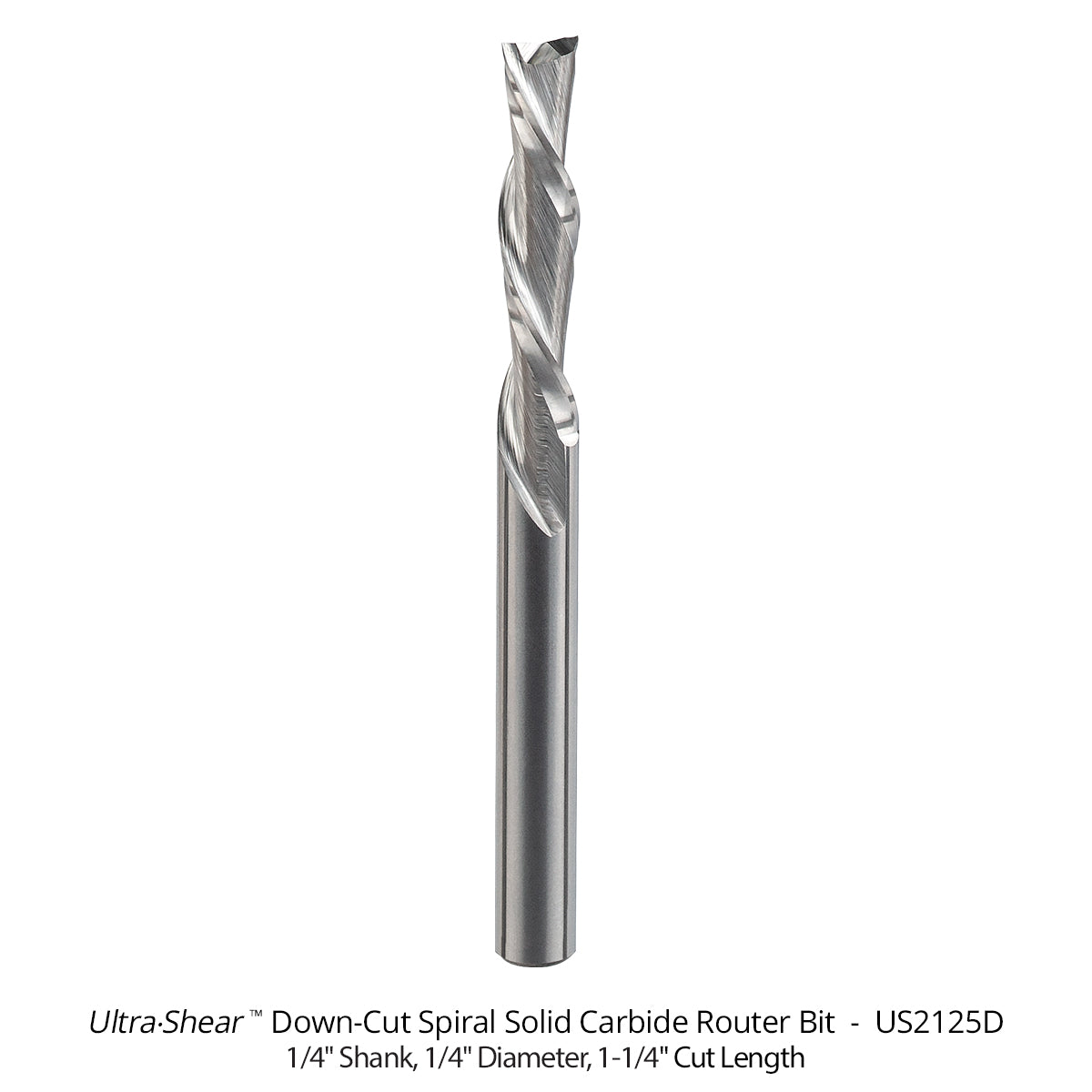 Spiral CNC Router Bits - Solid Carbide - 1/4 Shank - 2 Flute