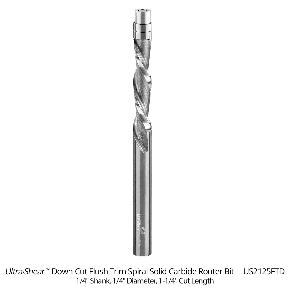 Flush Trim Router Bits - Solid Carbide - 1/4 Diameter - 2 Flute