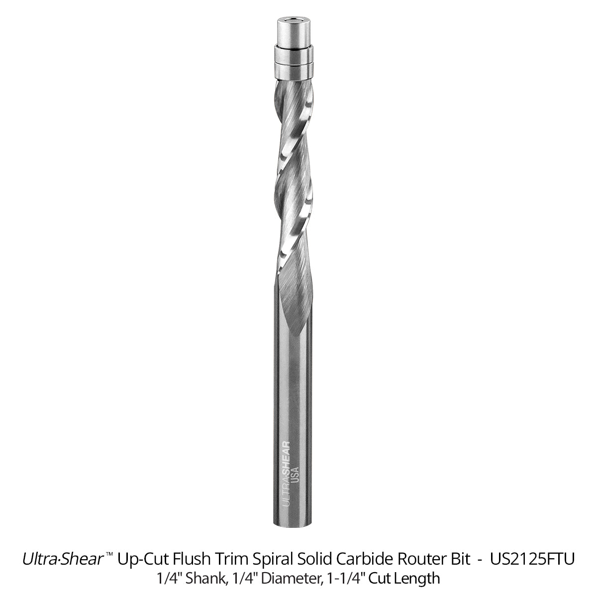 Flush Trim Router Bits - Solid Carbide - 1/4 Diameter - 2 Flute
