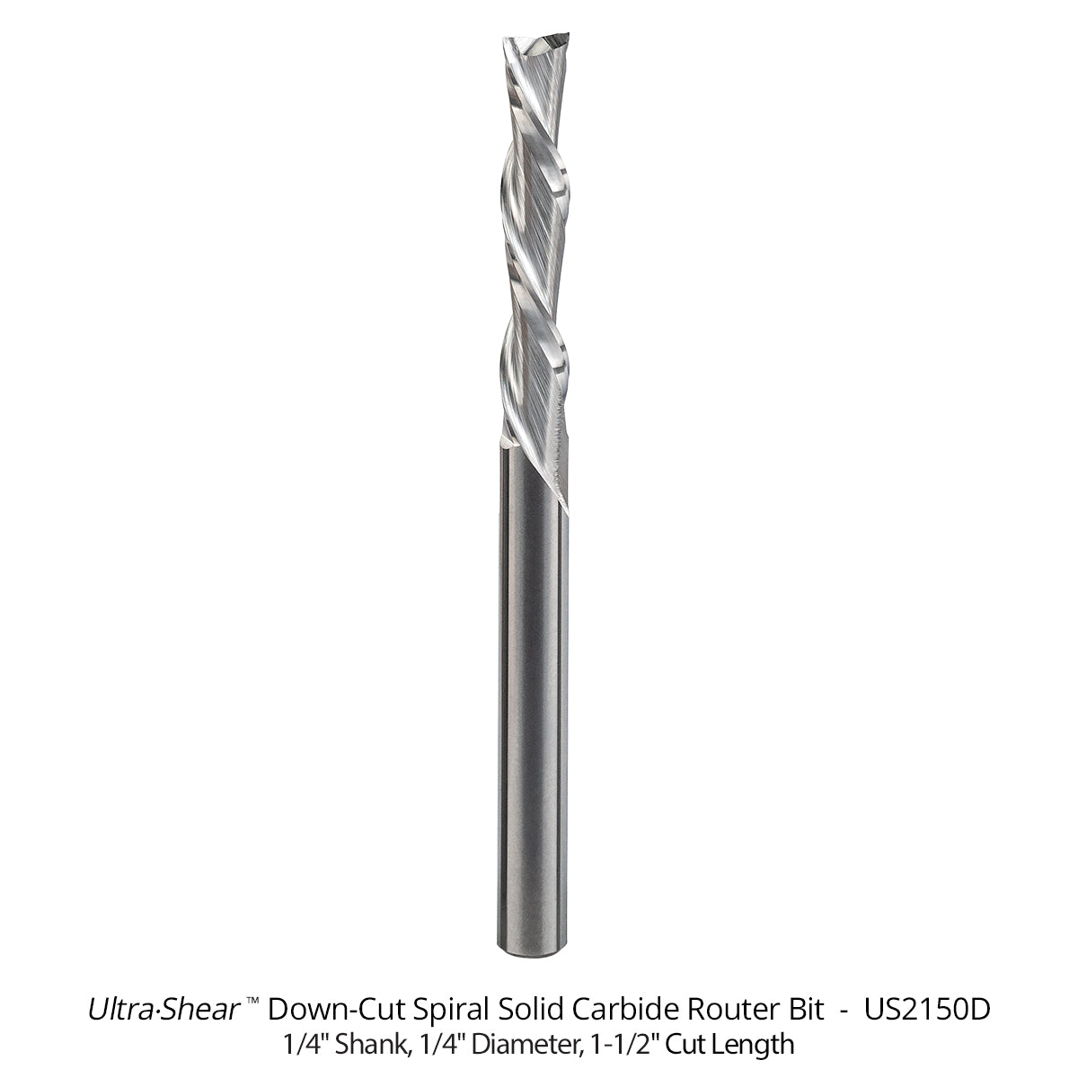 Spiral CNC Router Bits - Solid Carbide - 1/4 Shank - 2 Flute