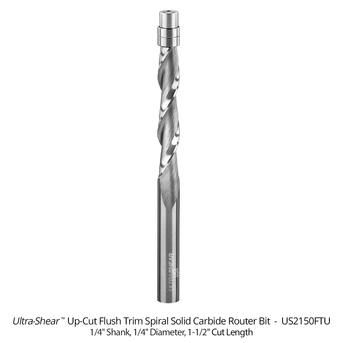 Flush Trim Router Bits - Solid Carbide - 1/4 Diameter - 2 Flute