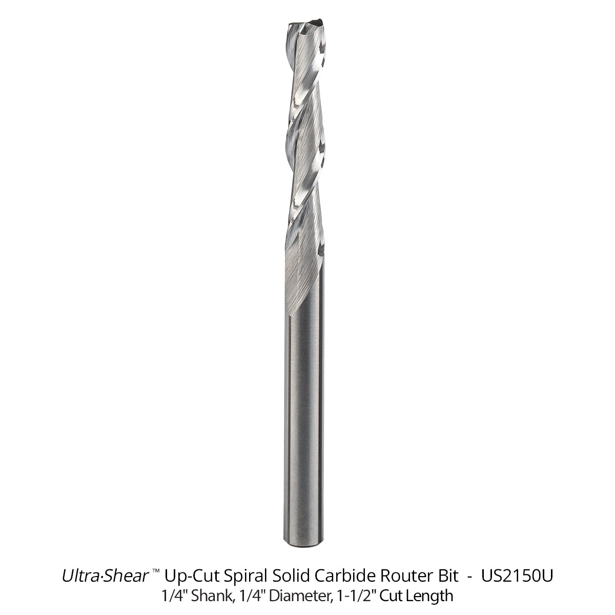 Spiral CNC Router Bits - Solid Carbide - 1/4 Shank - 2 Flute