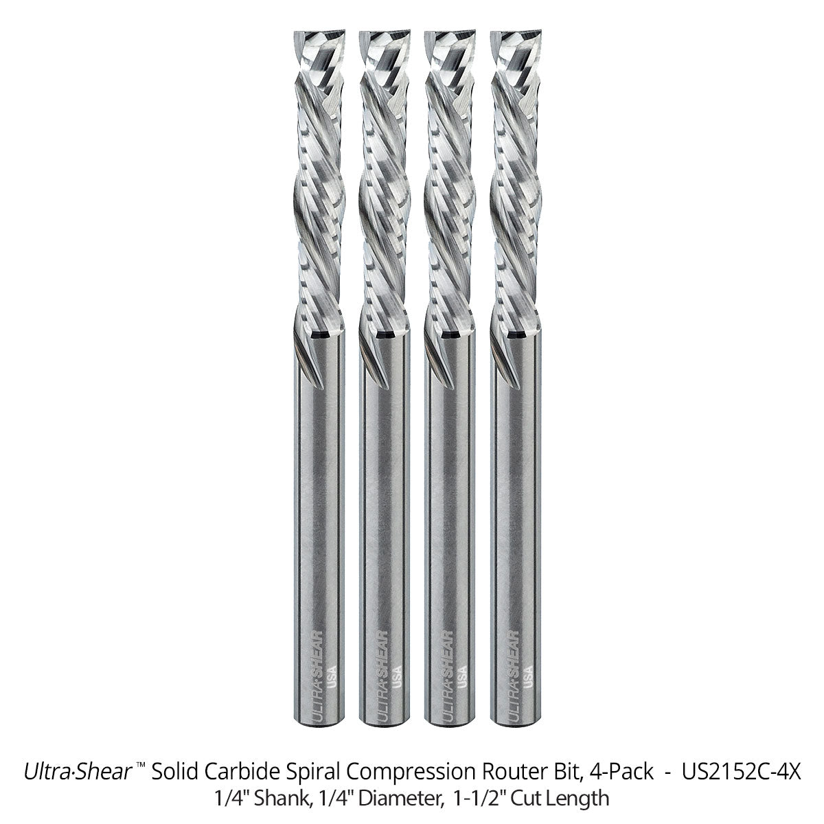 Compression Router Bits - 1/4 Shank - Solid Carbide
