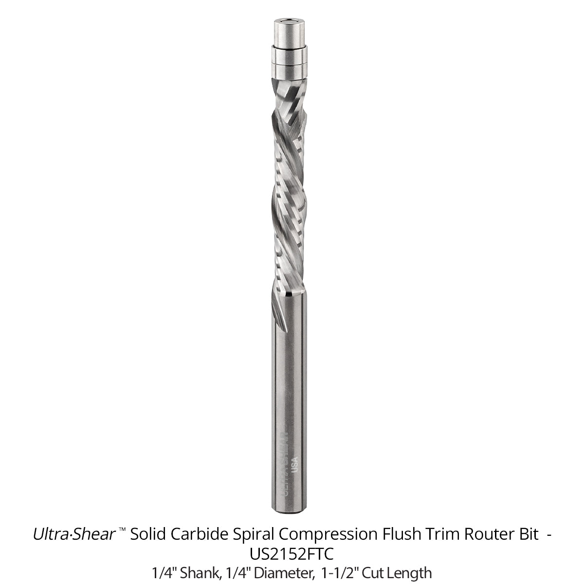Compression Flush Trim Router Bits - 1/4 Shank - Solid Carbide