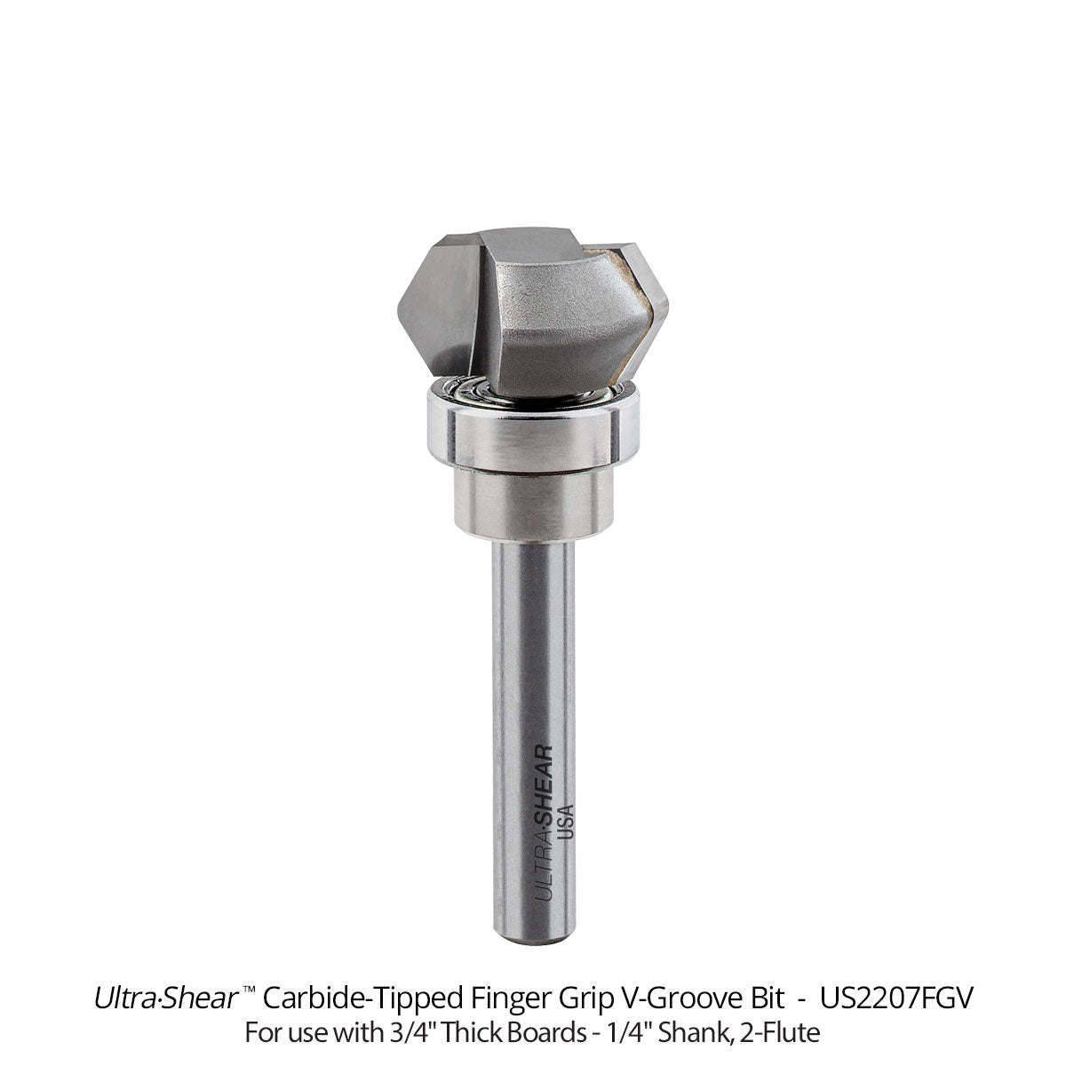 2-Flute Carbide-Tipped V-Groove Finger Grip Bits Open Box