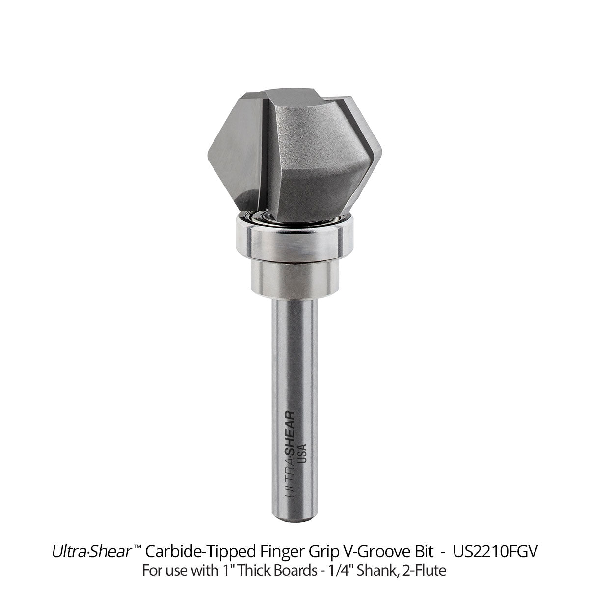 2-Flute Carbide-Tipped V-Groove Finger Grip Bits Open Box