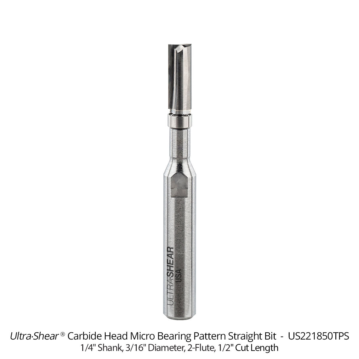 Micro Bearing Pattern Router Bits - Straight or Spiral - 1/4 Shank - Carbide Head