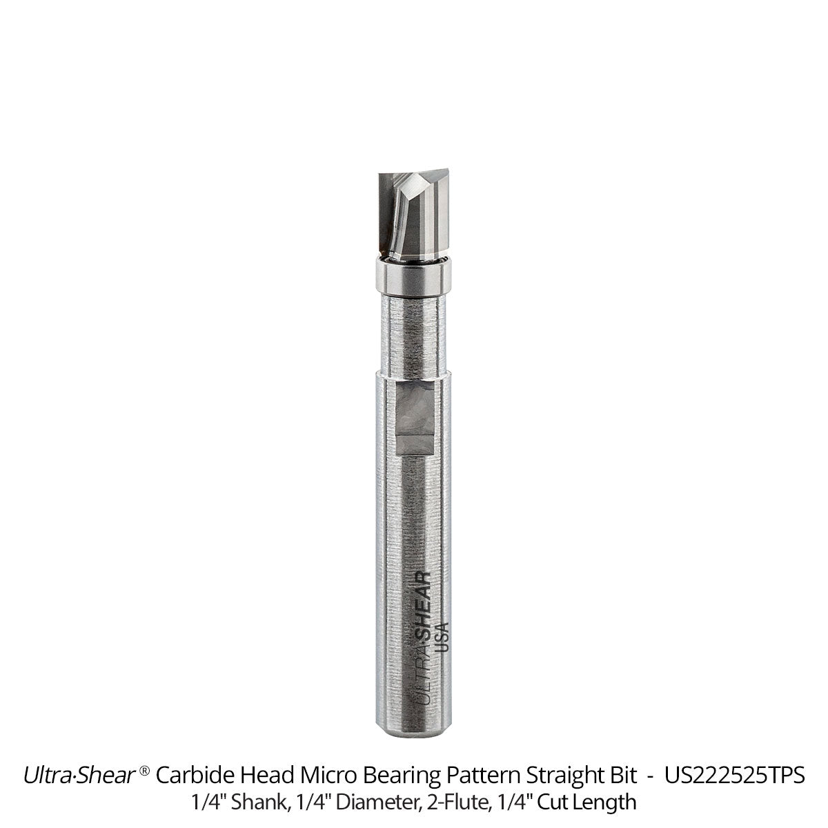 Micro Bearing Pattern Router Bits - Straight or Spiral - 1/4 Shank - Carbide Head