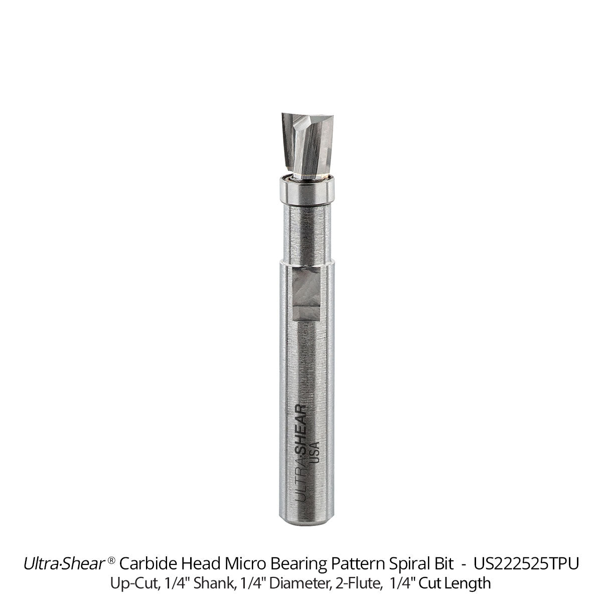 Micro Bearing Pattern Router Bits - Straight or Spiral - 1/4 Shank - Carbide Head