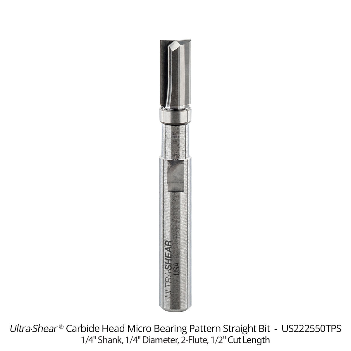 Micro Bearing Pattern Router Bits - Straight or Spiral - 1/4 Shank - Carbide Head