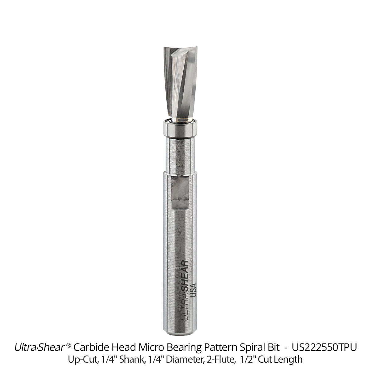 Micro Bearing Pattern Router Bits - Straight or Spiral - 1/4 Shank - Carbide Head