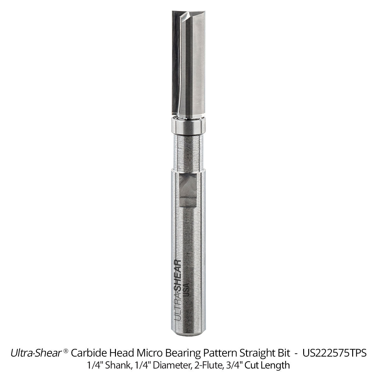Micro Bearing Pattern Router Bits - Straight or Spiral - 1/4 Shank - Carbide Head