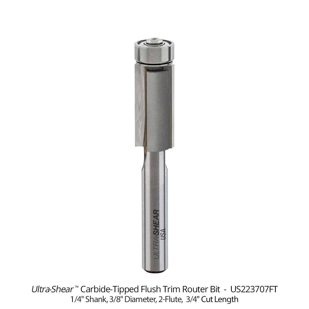 Flush Trim Router Bits - Carbide Tipped - 3/8 Diameter