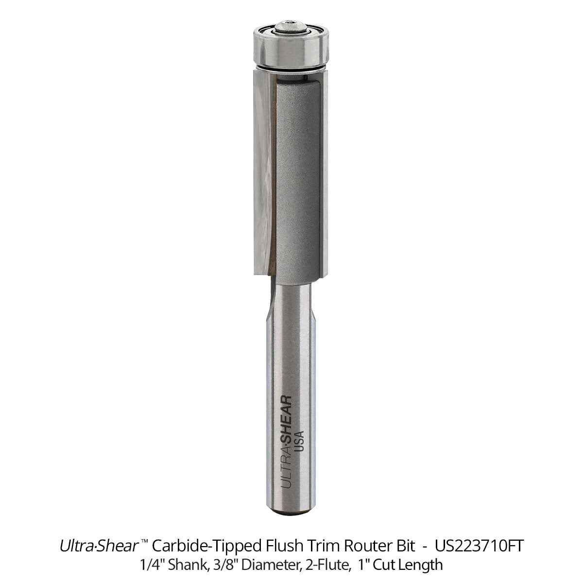 Flush Trim Router Bits - Carbide Tipped - 3/8 Diameter