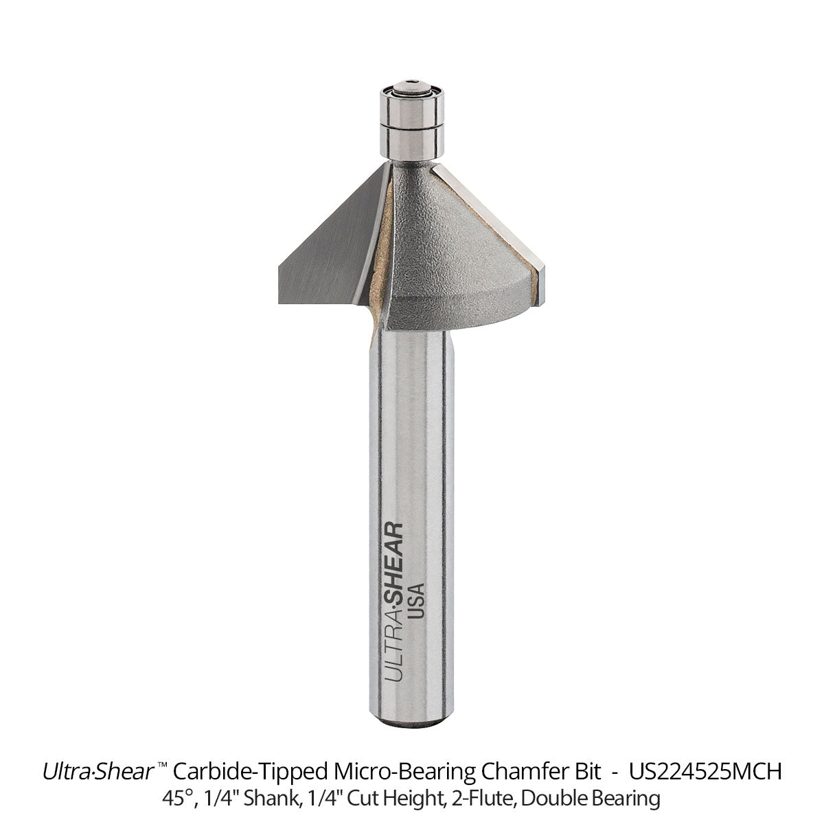 Carbide Tipped Micro-Bearing Chamfer Bit, 1/4" Shank Open Box