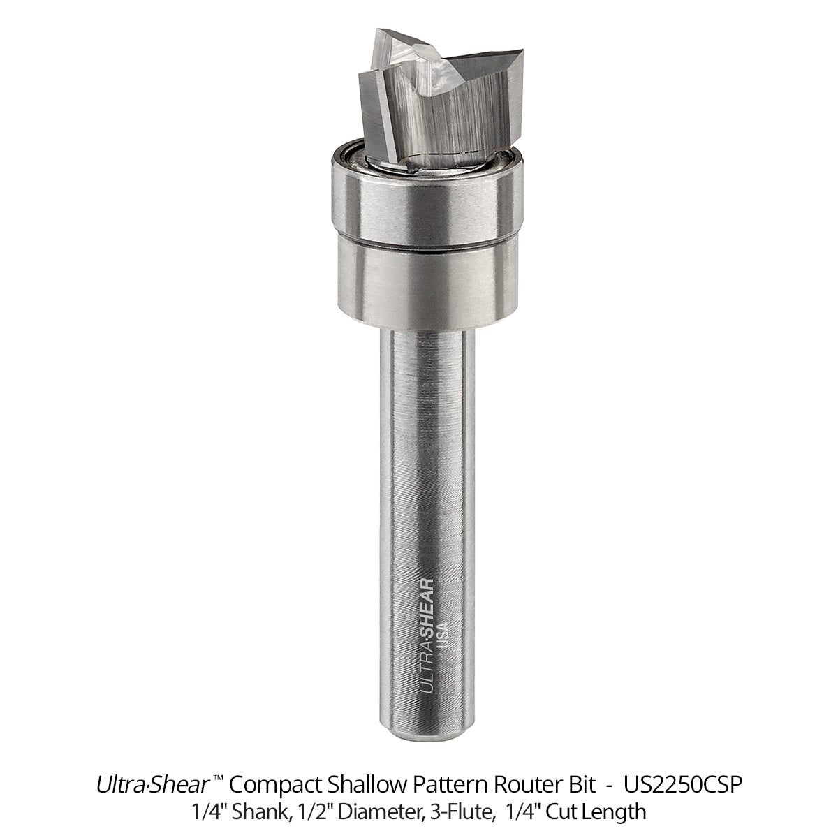 Carbide Headed Compact Shallow Pattern Bits, 3-Flute, 1/4" Shank Open Box