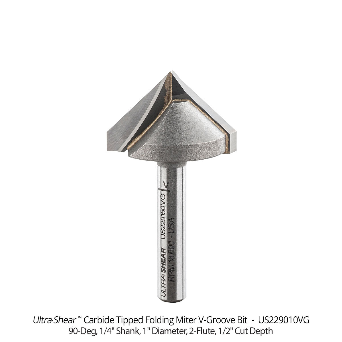 2-Flute, Carbide Tipped, V-Groove Bit Open Box
