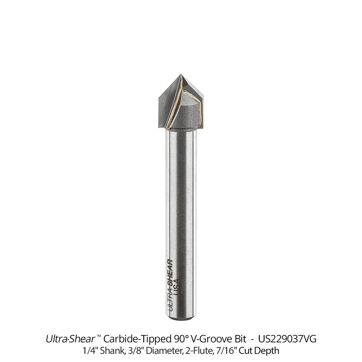 V-Groove CNC Router Bits - Carbide Tipped - 2 Flute