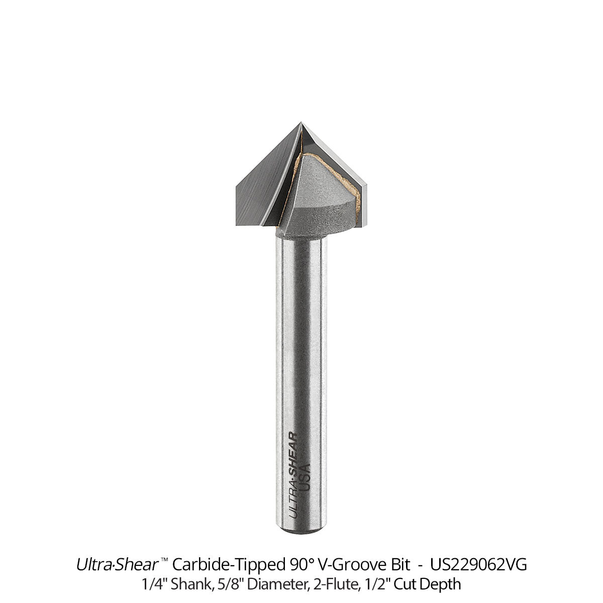 V-Groove CNC Router Bits - Carbide Tipped - 2 Flute