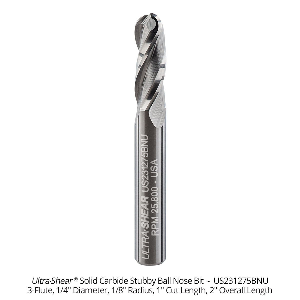 Solid Carbide Stubby Ball Nose CNC Router Bits