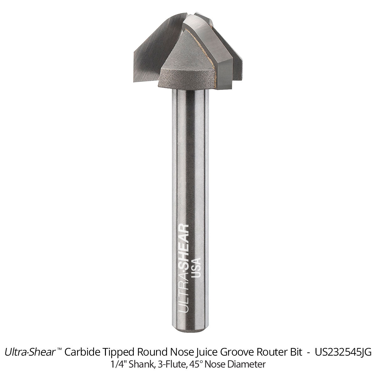 Juice Groove Router Bits - Round Nose - Carbide Tipped - 3-Flute