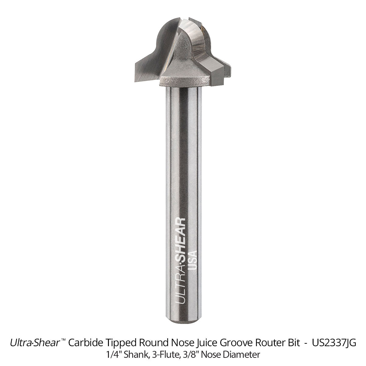 Juice Groove Router Bits - Round Nose - Carbide Tipped - 3-Flute