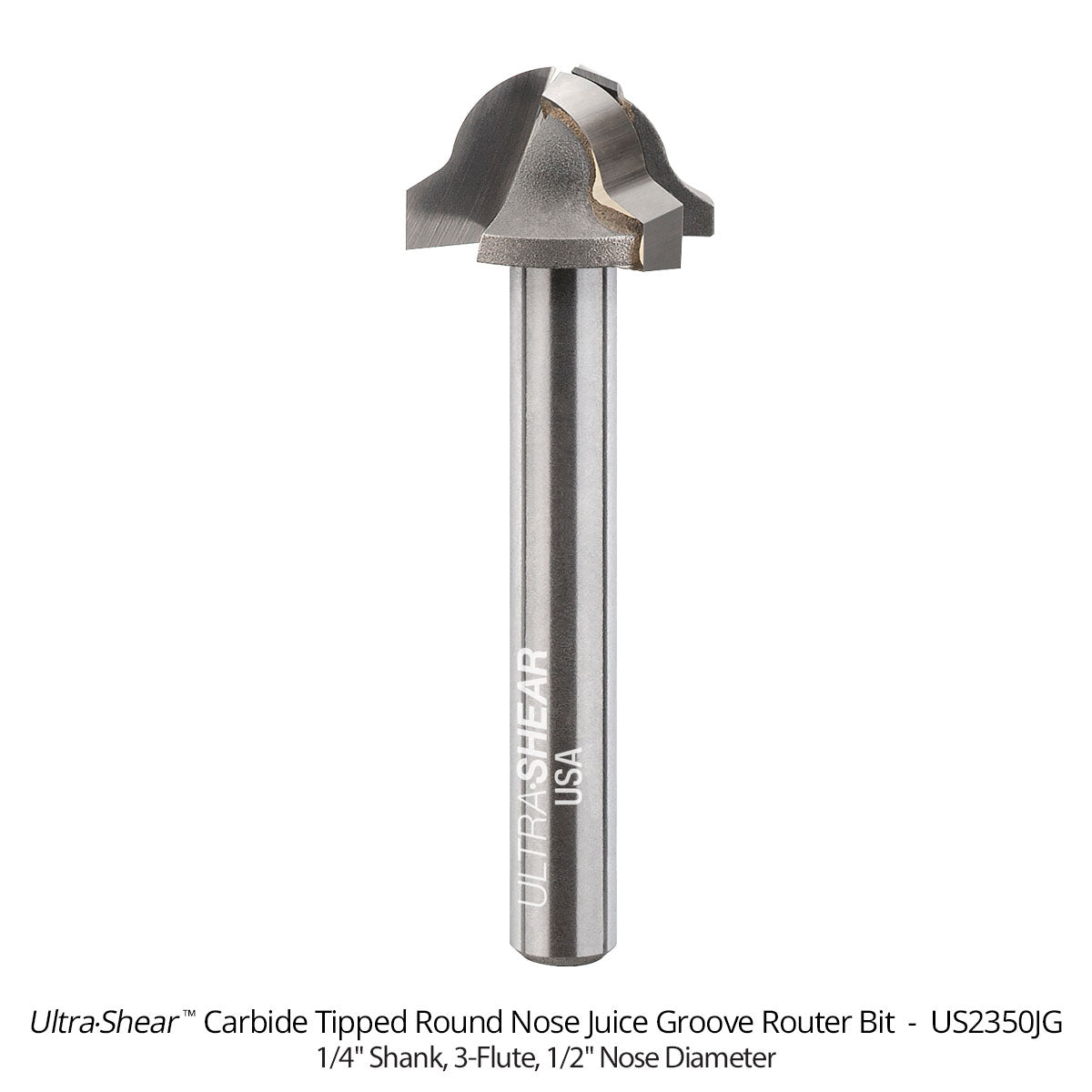 Juice Groove Router Bits - Round Nose - Carbide Tipped - 3-Flute