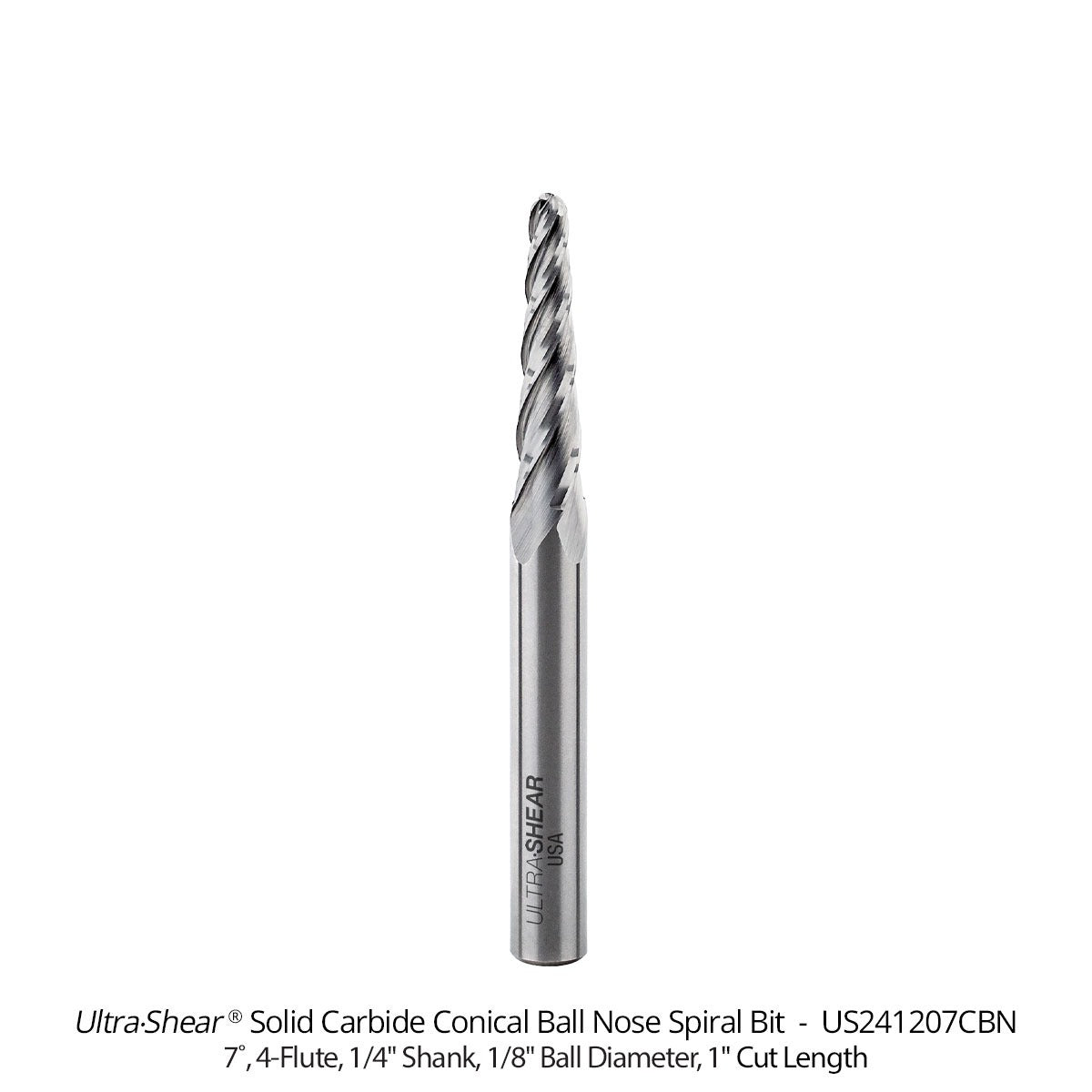 Conical Ball Nose CNC Router Bits - Solid Carbide
