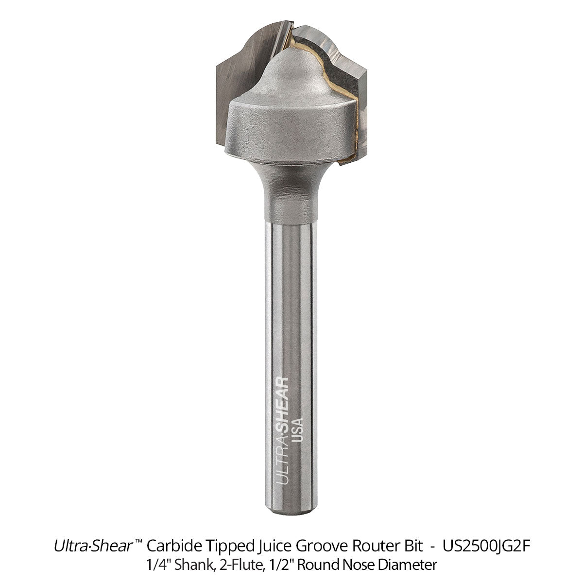 Juice Groove Router Bits - Round Nose - Carbide Tipped - 2-Flute