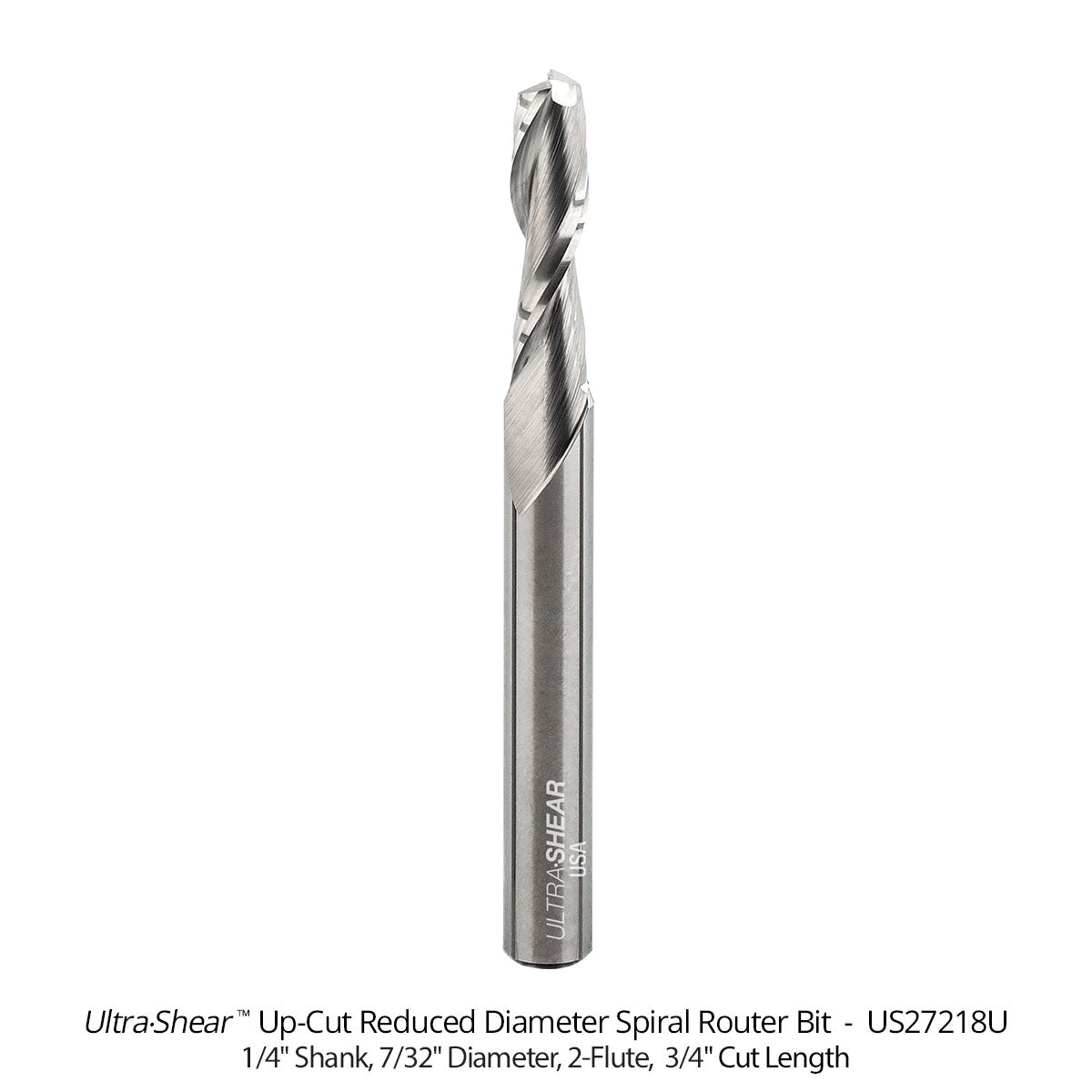 Reduced Diameter Spiral CNC Router Bits - Solid Carbide - 1/4 Shank - 2 Flute