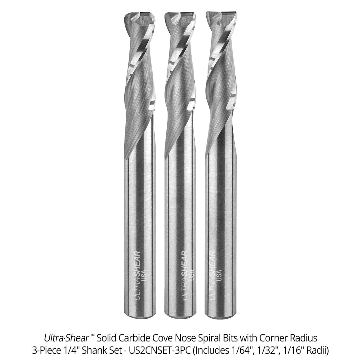 Cove Nose Spiral CNC Router Bits with Corner Radius