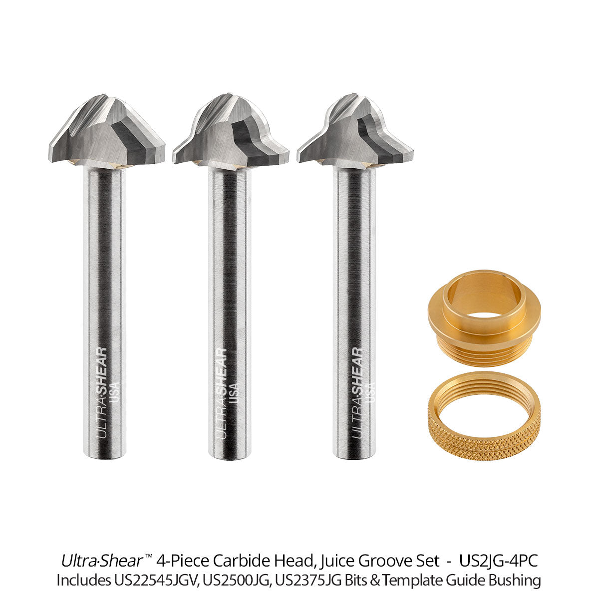 Juice Groove Router Bits - Round Nose - Carbide Head - 3-Flute