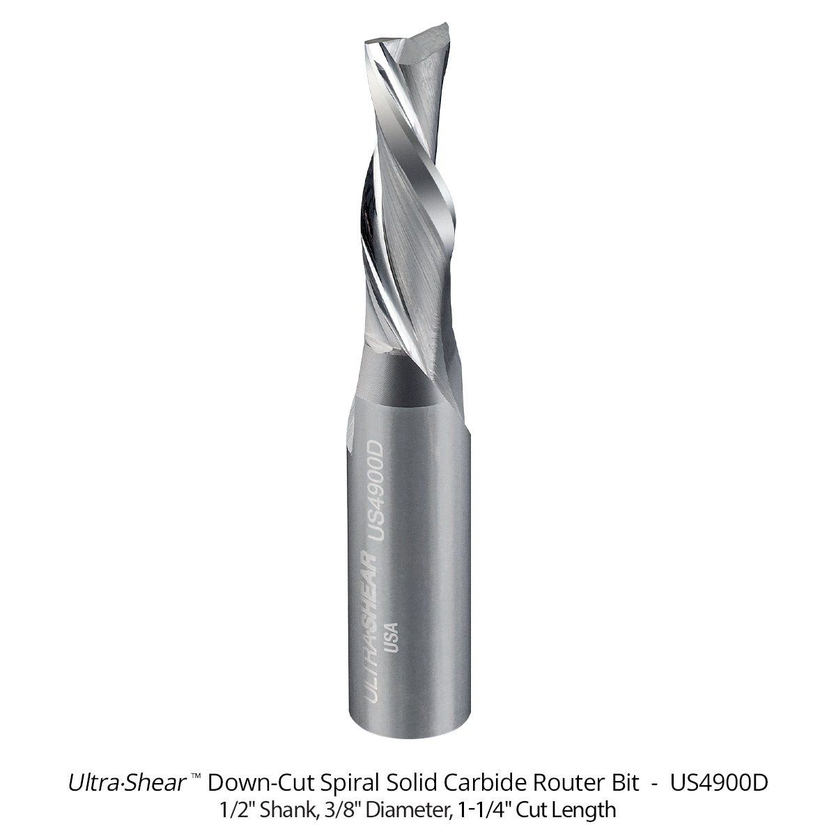 Spiral CNC Router Bits - Solid Carbide - 1/2 Shank - 2 Flute