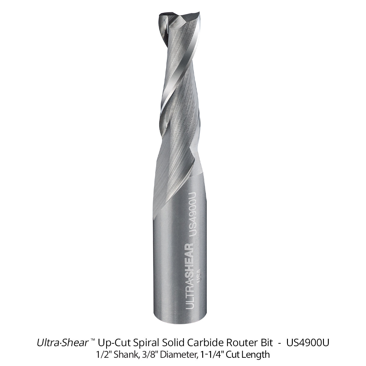 Spiral CNC Router Bits - Solid Carbide - 1/2 Shank - 2 Flute