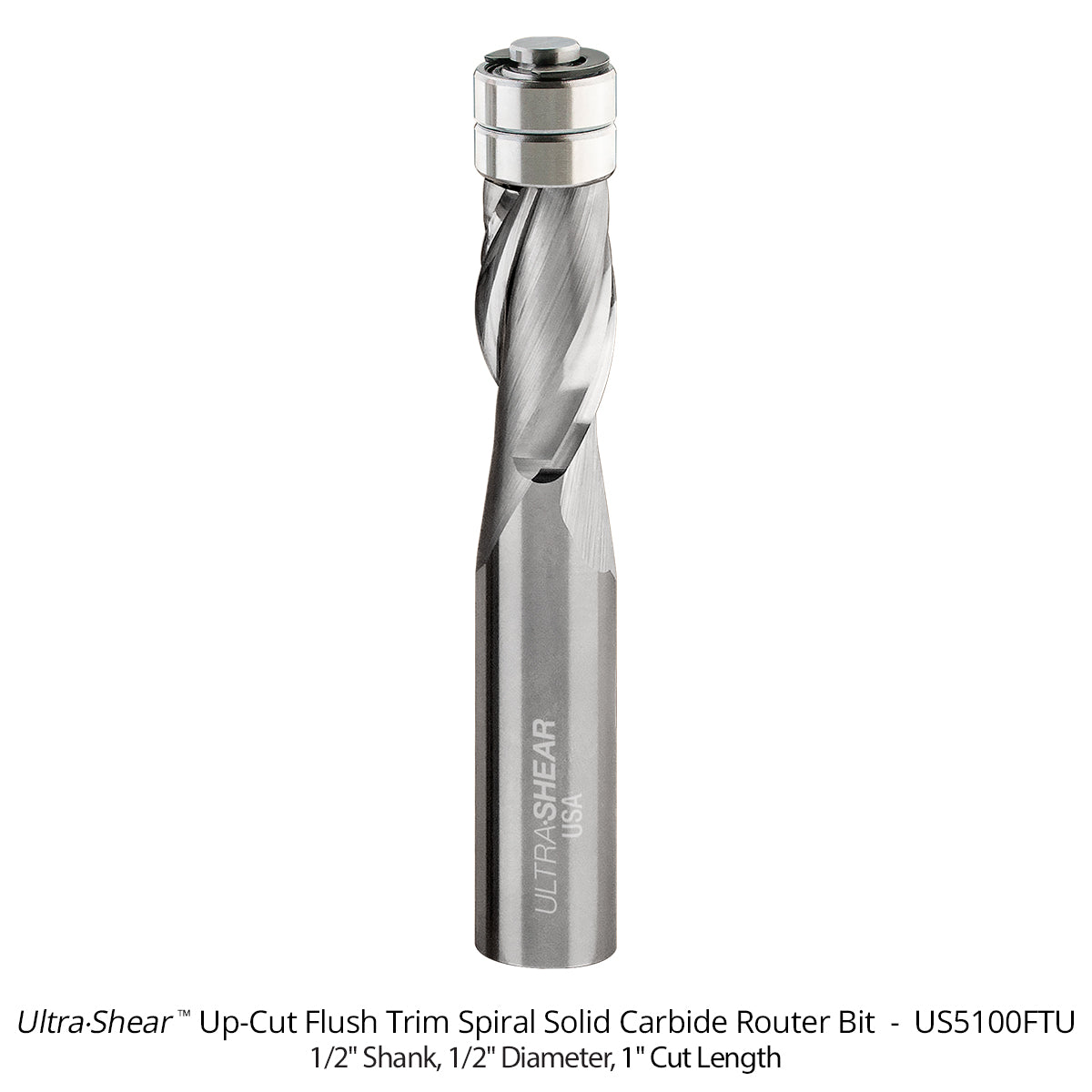 Flush Trim Router Bits - Solid Carbide - 1/2 Diameter - 2 Flute