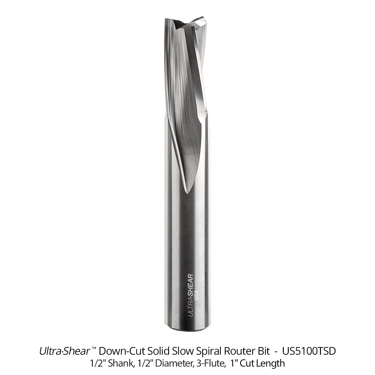 Slow Spiral CNC Router Bits - Solid Carbide - 1/2 Shank - 3 Flute