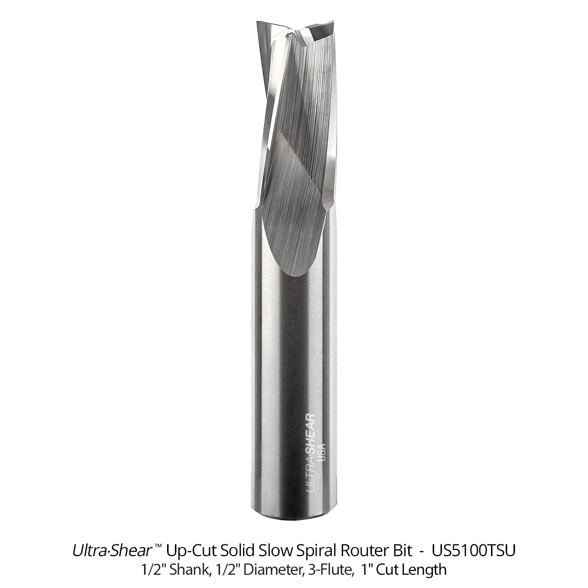Slow Spiral CNC Router Bits - Solid Carbide - 1/2 Shank - 3 Flute