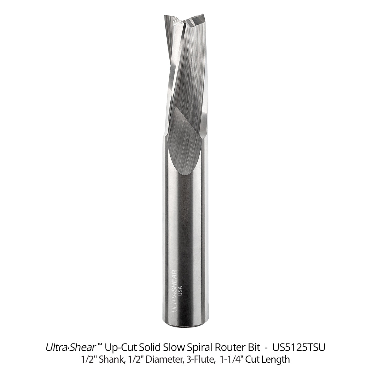 Slow Spiral CNC Router Bits - Solid Carbide - 1/2 Shank - 3 Flute