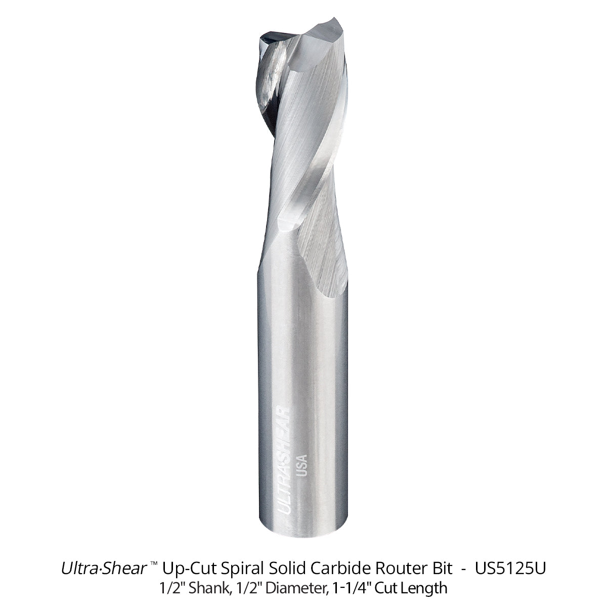 Spiral CNC Router Bits - Solid Carbide - 1/2 Shank - 2 Flute