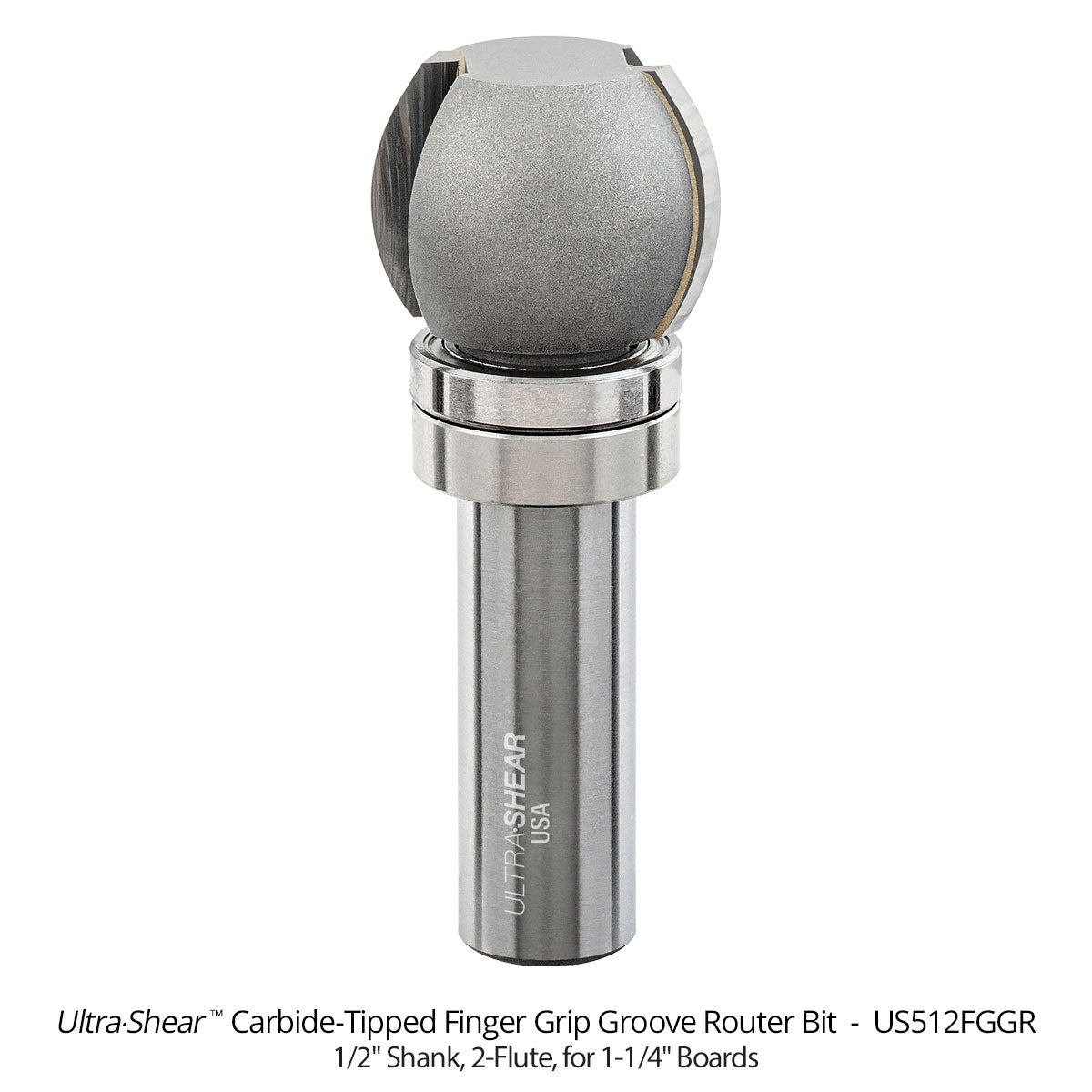 Finger Grip Groove Router Bits - Round Profile - Carbide Tipped - 2-Flute