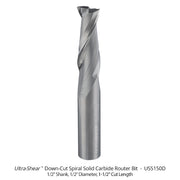 Solid Carbide Spiral Router Bits, 2-Flute, 1/2" Shank Open Box