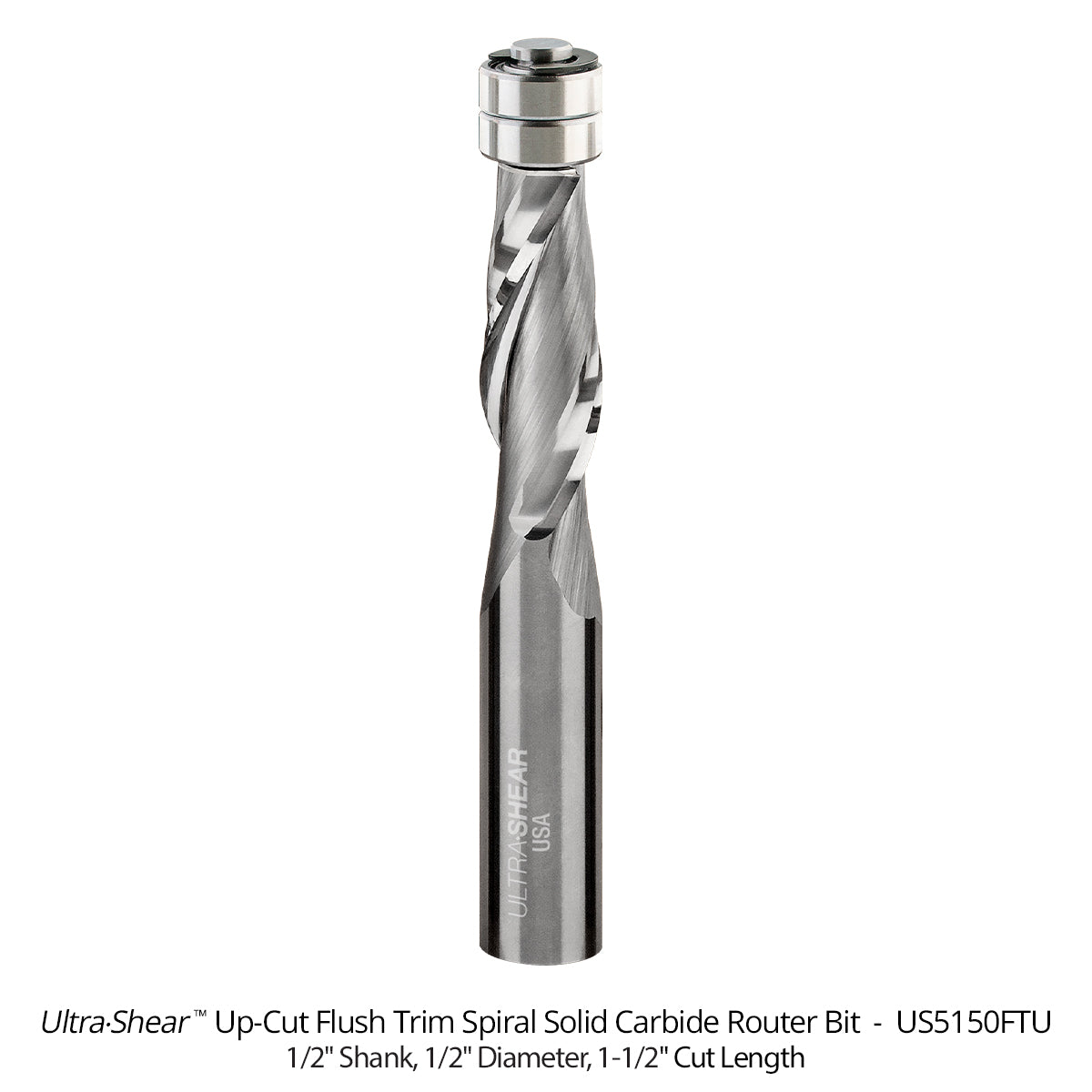 Flush Trim Router Bits - Solid Carbide - 1/2 Diameter - 2 Flute
