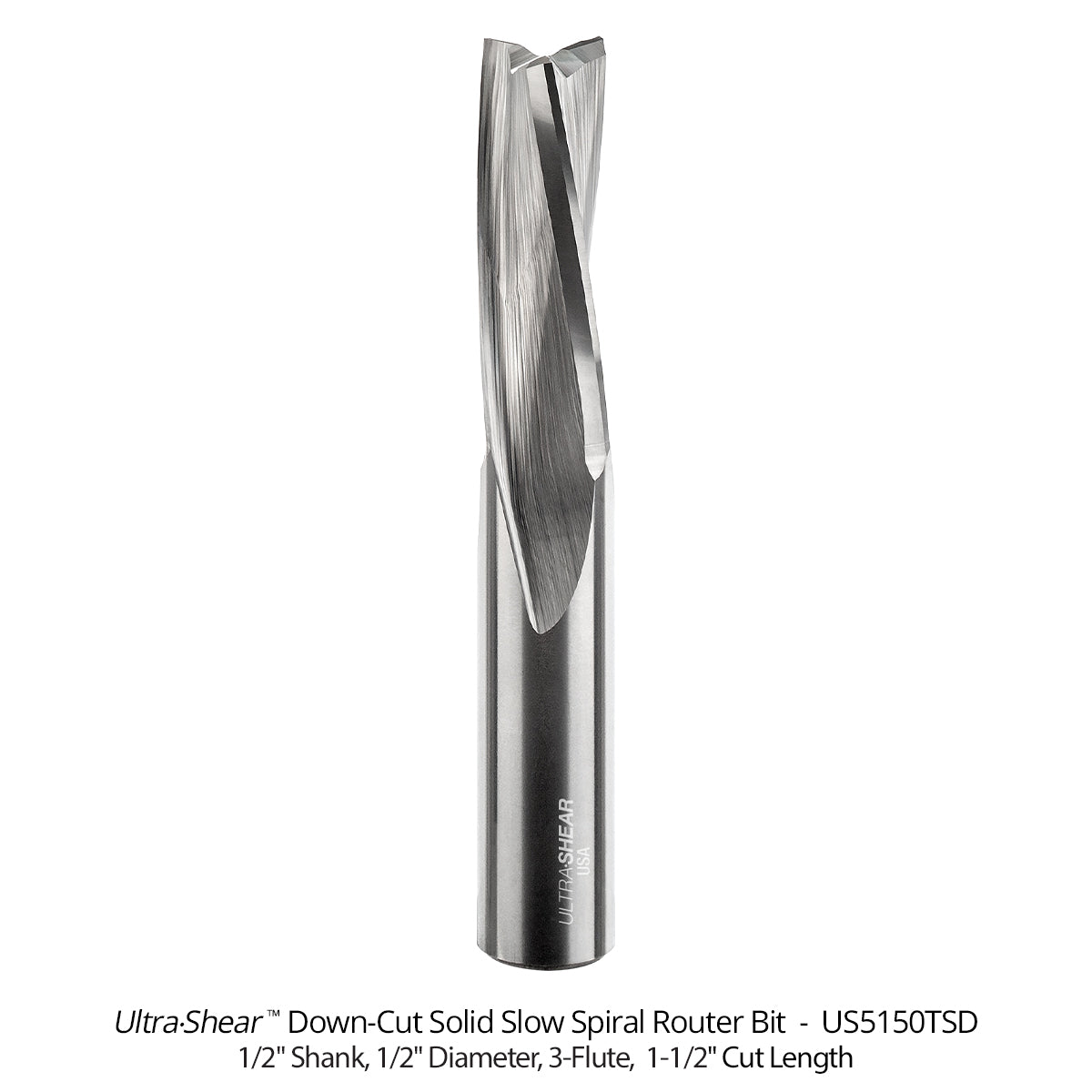 Slow Spiral CNC Router Bits - Solid Carbide - 1/2 Shank - 3 Flute
