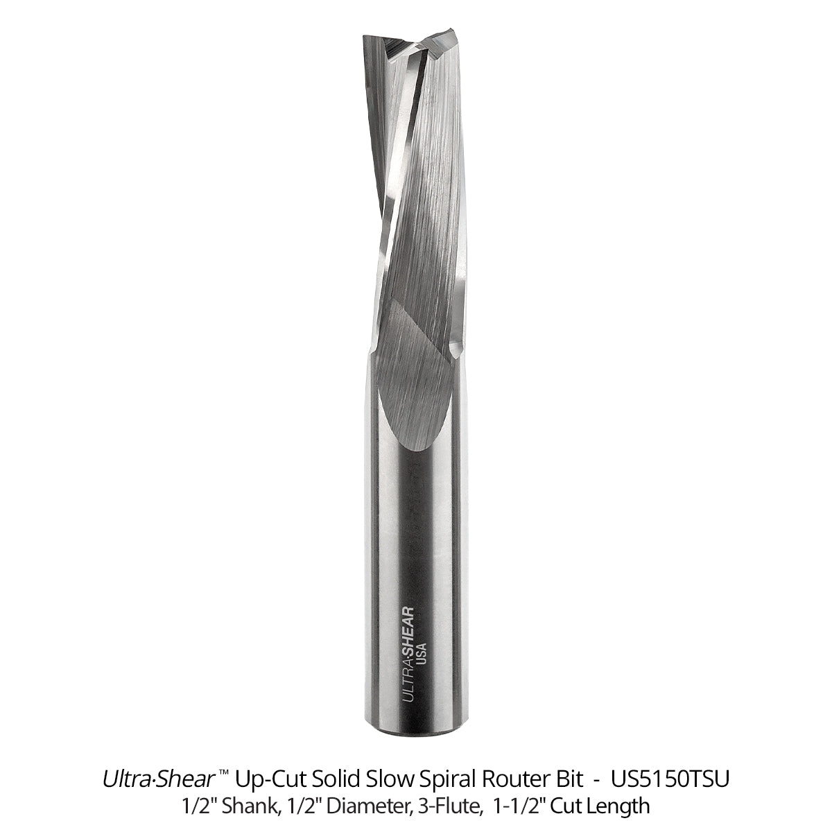Slow Spiral CNC Router Bits - Solid Carbide - 1/2 Shank - 3 Flute