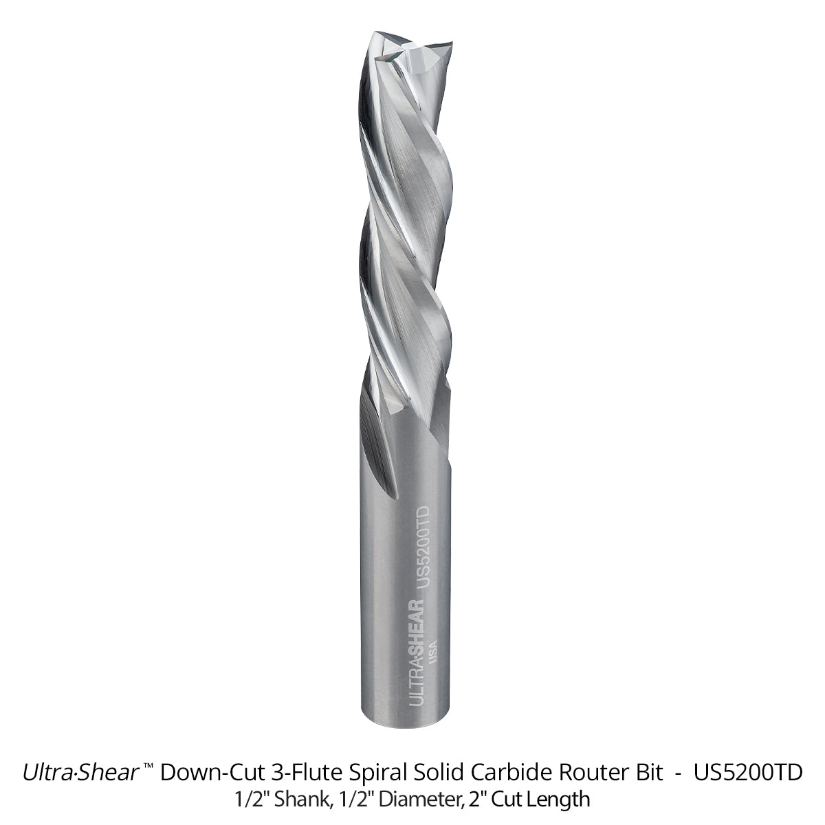 Spiral CNC Router Bits - Solid Carbide - 1/2 Shank - 3 Flute